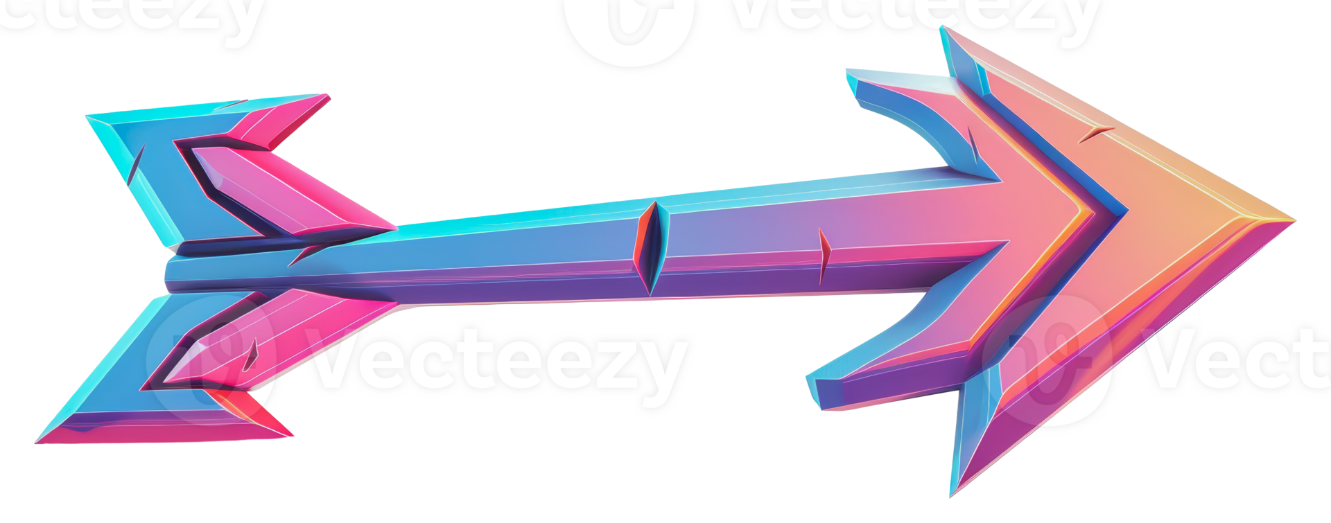 Holographic arrow with sharp edges, cut out - stock .. png