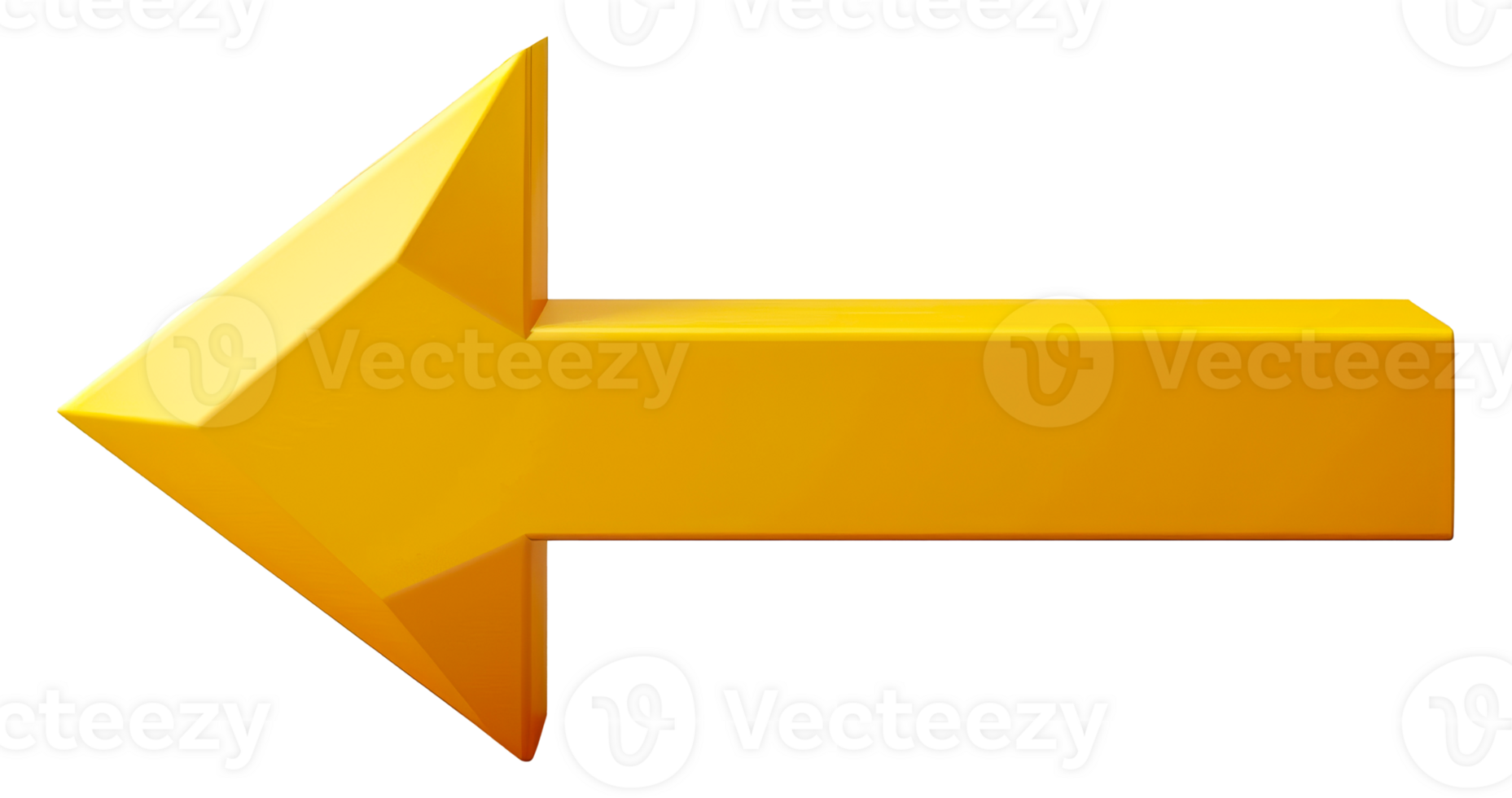 Bold yellow arrow with directional shape, cut out - stock .. png