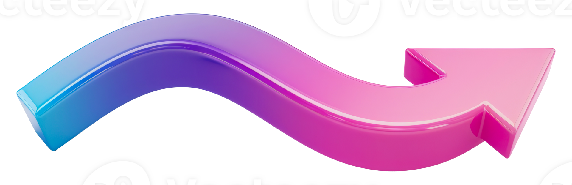 Curvy pink and blue arrow with gradient finish, cut out - stock .. png