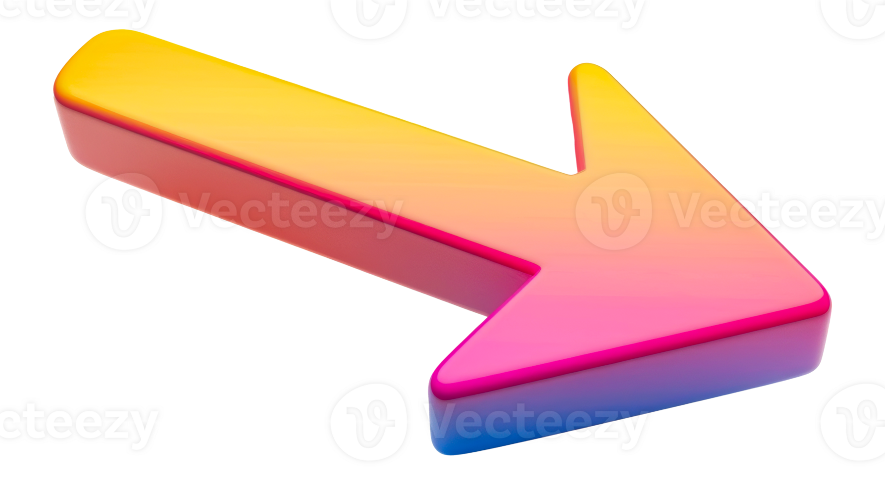 Gradient arrow with warm tones, cut out - stock .. png