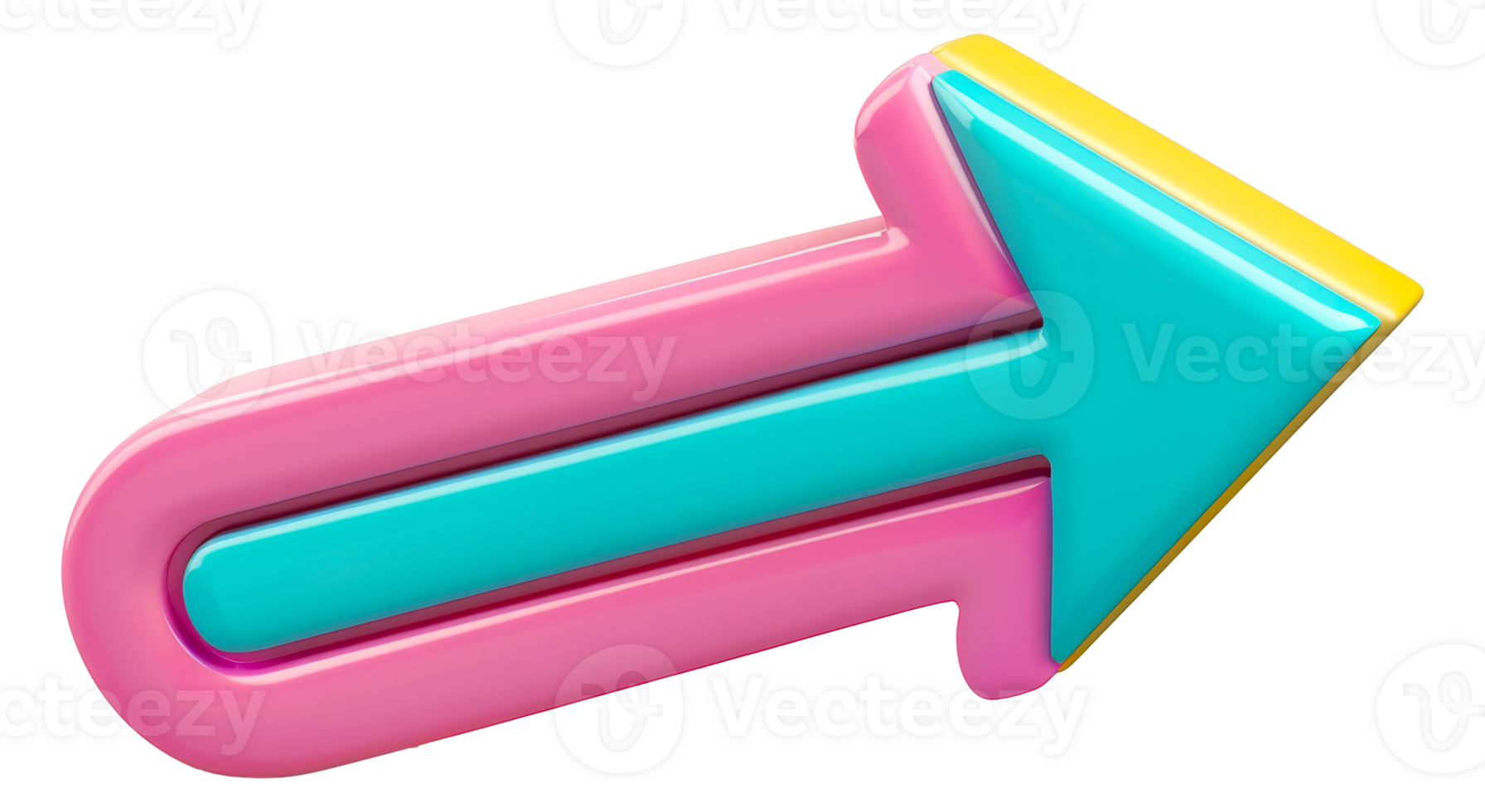 Pastel pink and turquoise arrow with glossy finish, cut out - stock .. png