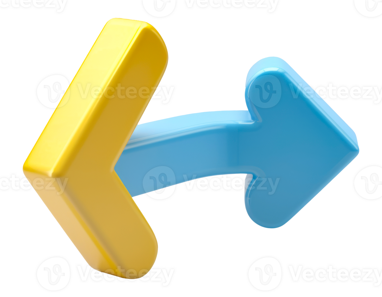 Yellow and blue arrow with 3d effect, cut out - stock .. png
