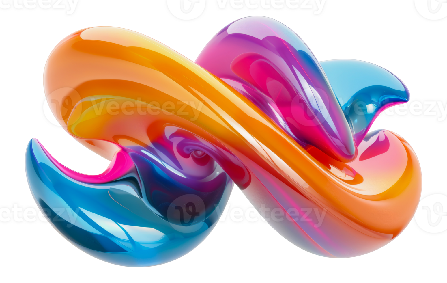 Fluid abstract swirl with gradient colors, cut out - stock .. png