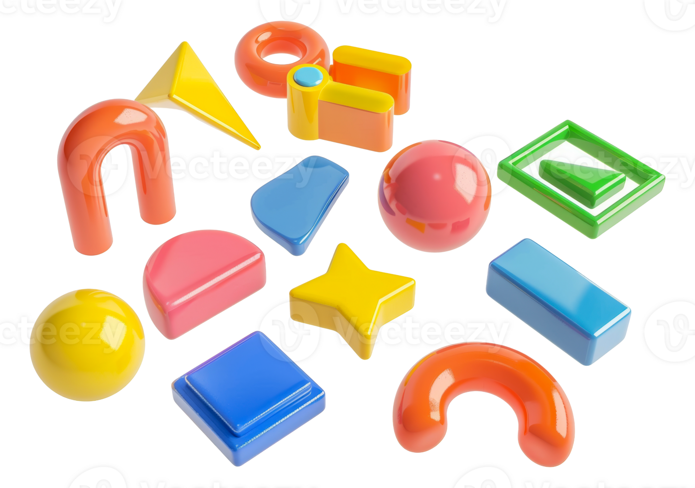 Floating geometric shapes, cut out - stock .. png