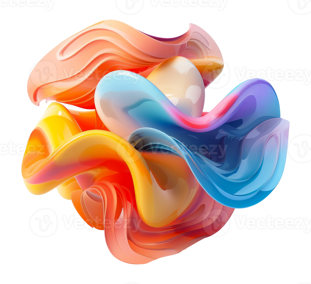 Colorful abstract liquid swirl design, cut out - stock .. png