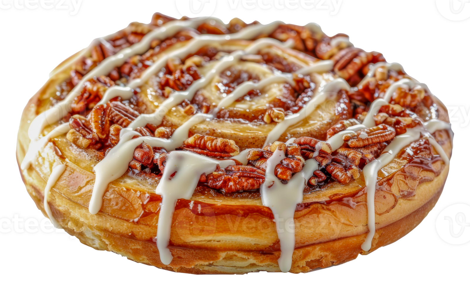 Apple cinnamon roll topped with white icing, cut out - stock .. png