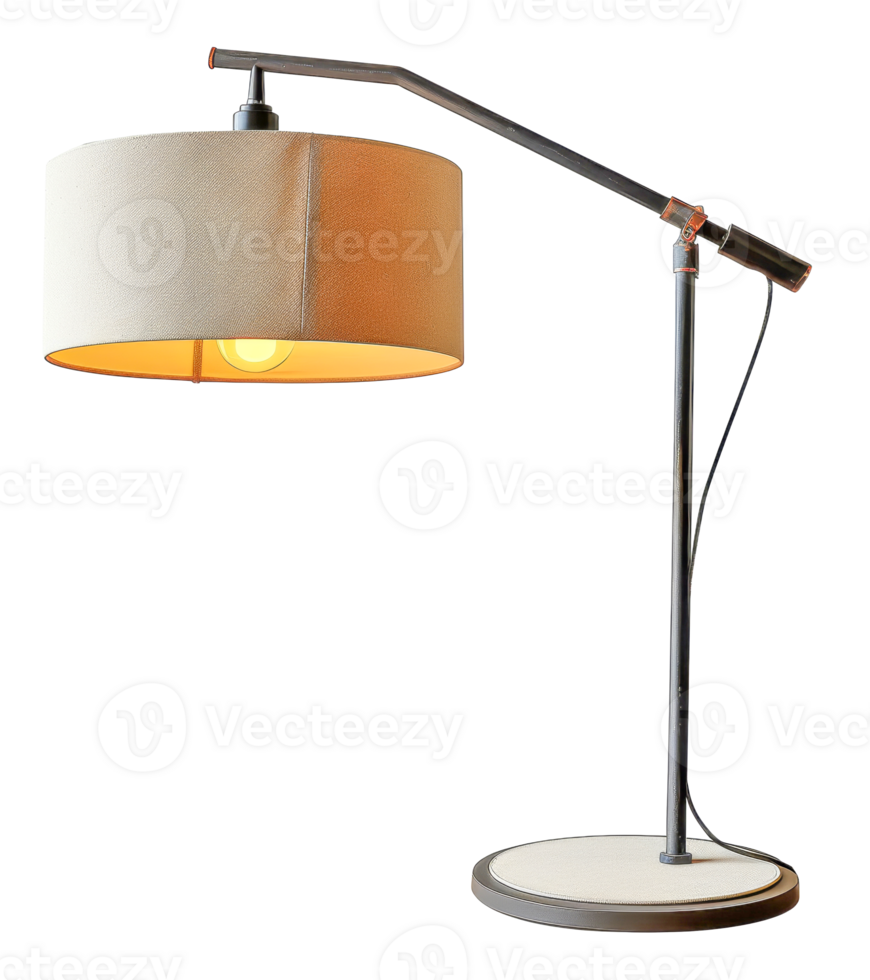 Modern table lamp with golden base and slim stand, cut out - stock .. png