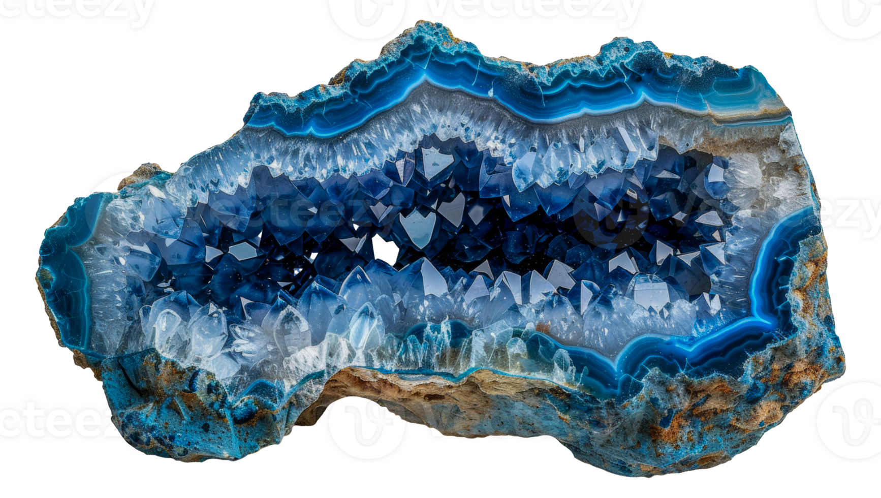 Geode rock with crystalline interior, cut out - stock .. png