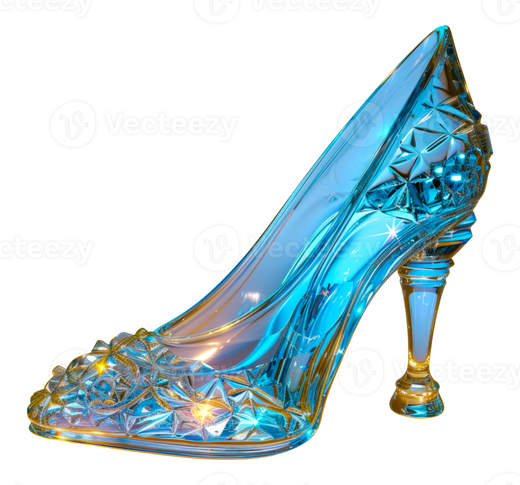 Elegant blue crystal high heel shoe, cut out - stock .. png