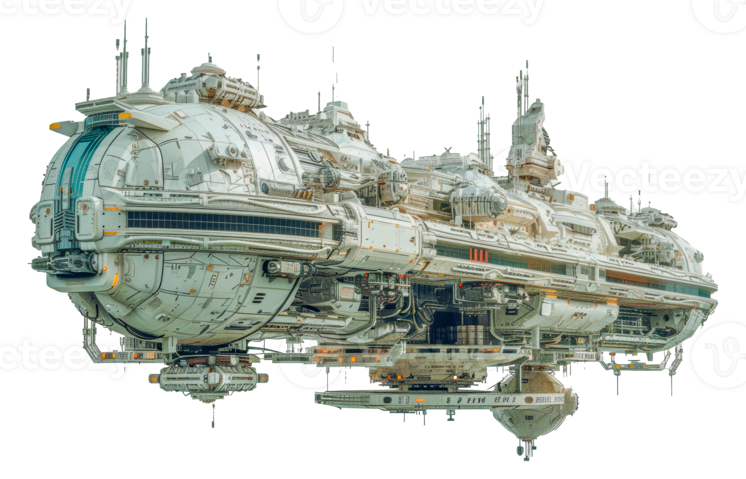 Futuristic spacecraft, cut out - stock . png