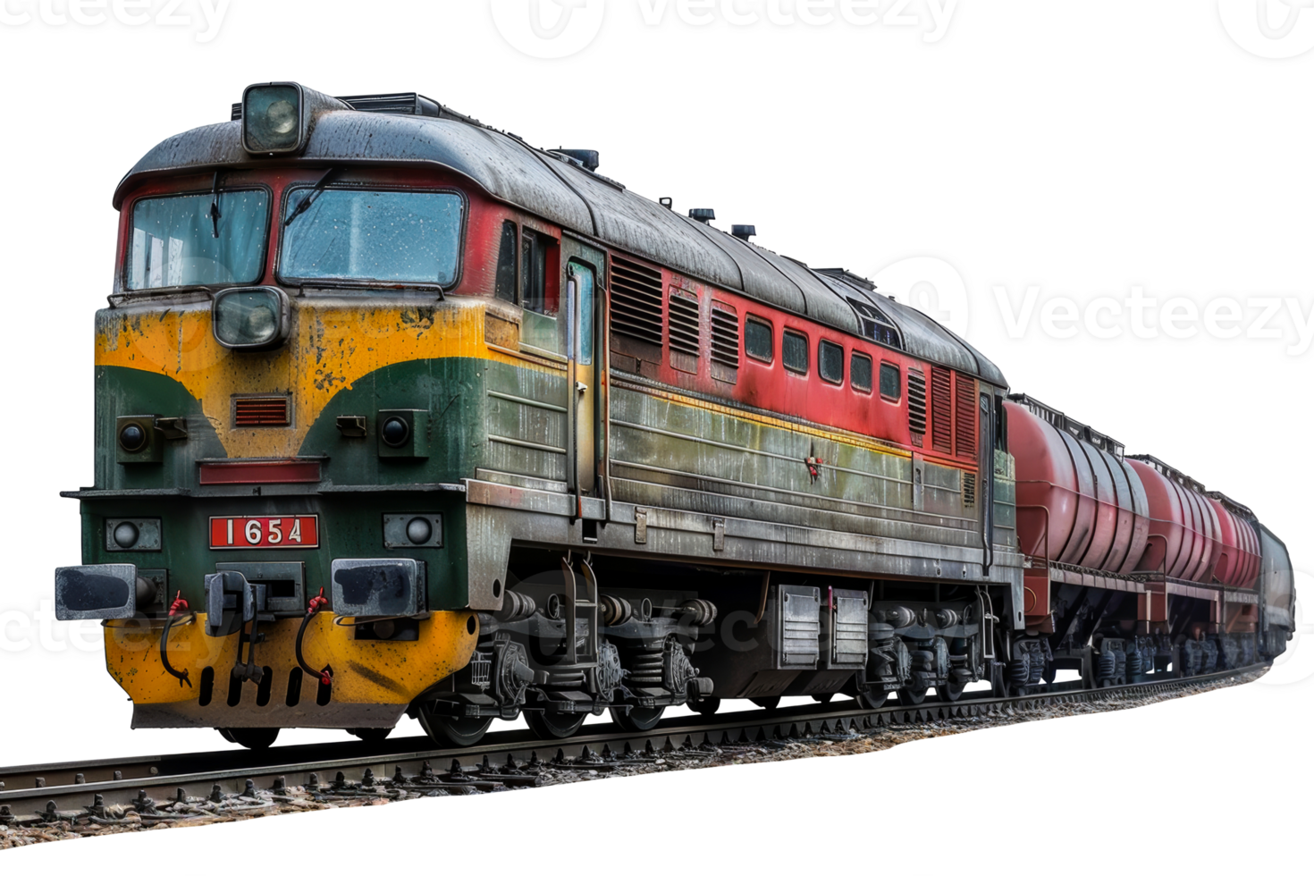 Freight train locomotive, cut out - stock .. png