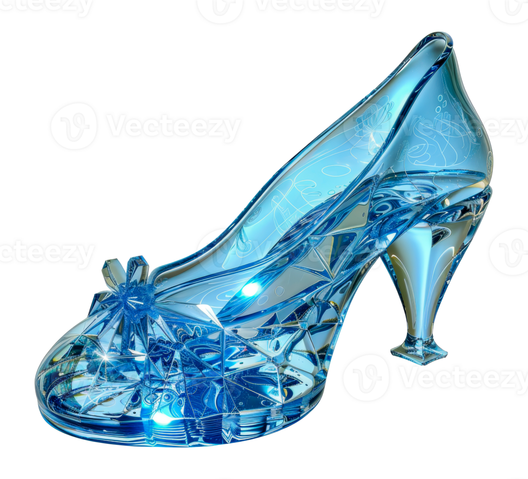 Elegant blue crystal high heel shoe, cut out - stock .. png