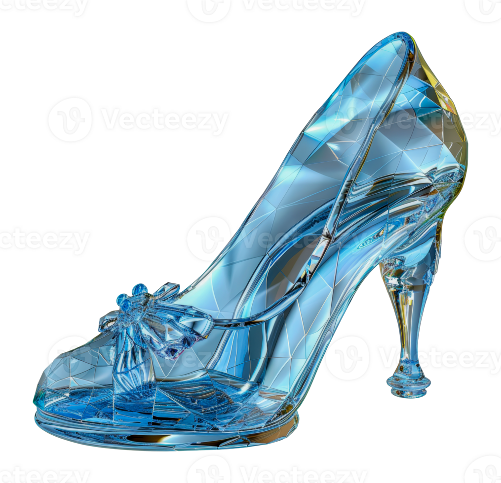 Elegant blue crystal high heel shoe, cut out - stock .. png