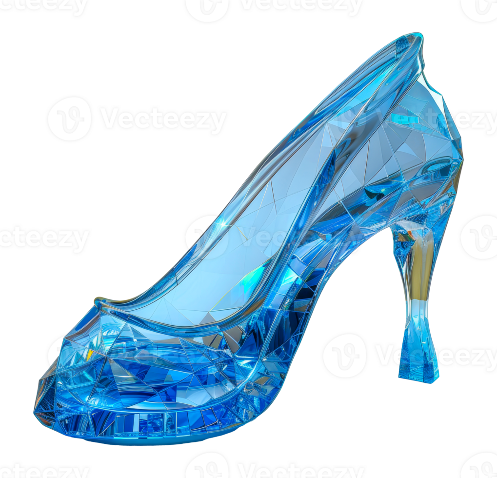 Elegant blue crystal high heel shoe, cut out - stock .. png