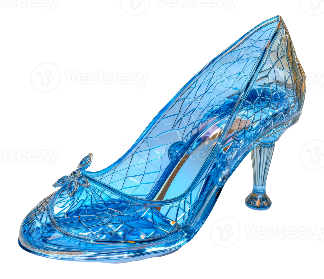 Elegant blue crystal high heel shoe, cut out - stock .. png
