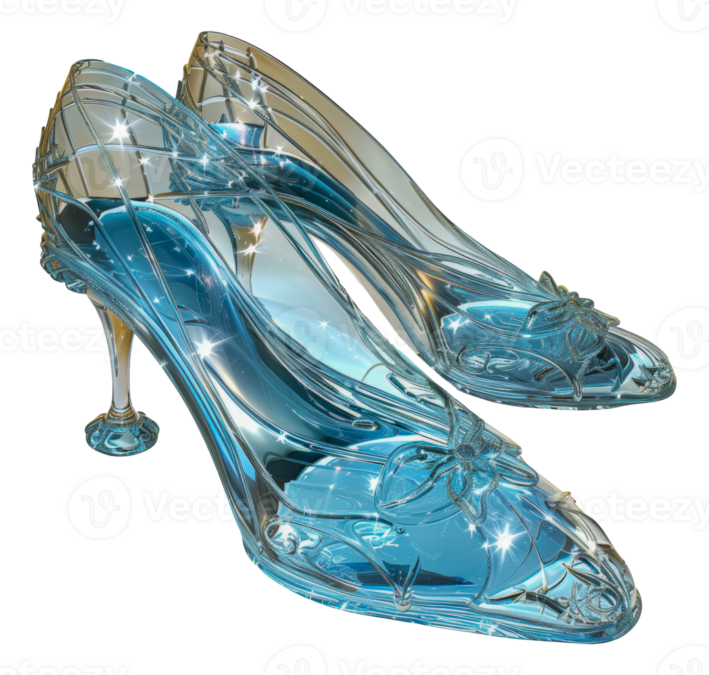 Elegant blue crystal high heel shoe, cut out - stock .. png