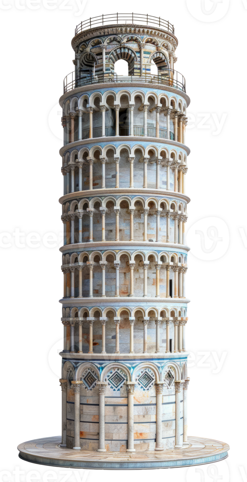 Iconic leaning tower, cut out - stock .. png