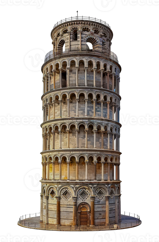 Iconic leaning tower, cut out - stock .. png