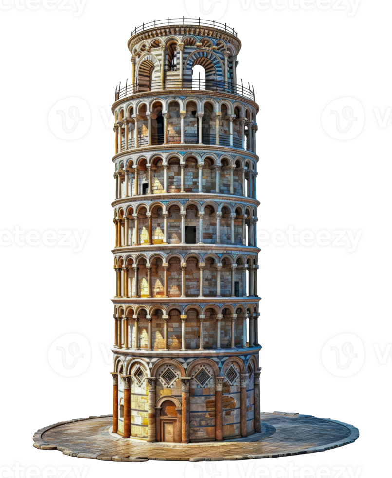 Iconic leaning tower, cut out - stock .. png