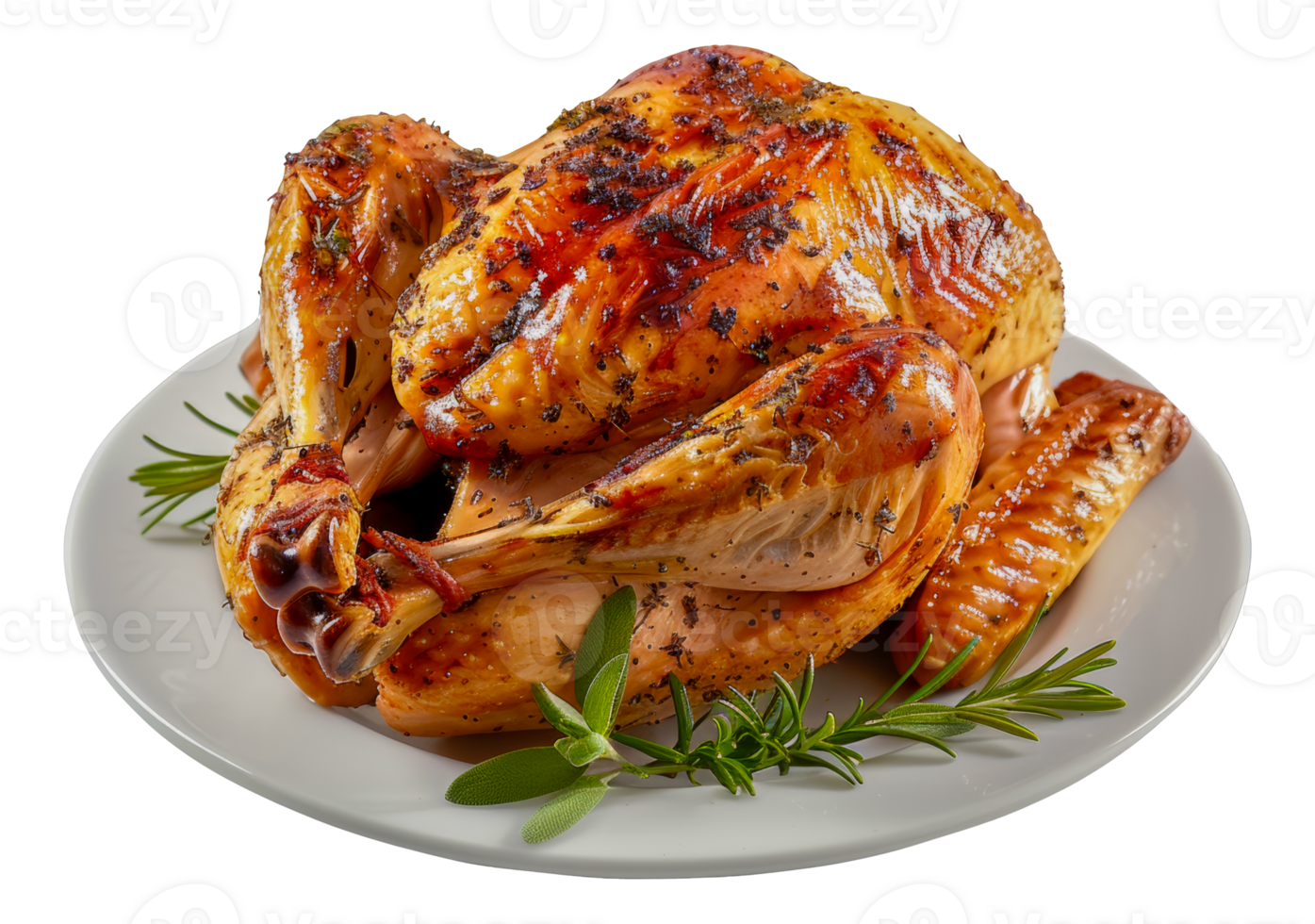 Roasted turkey for Thanksgiving, cut out - stock .. png