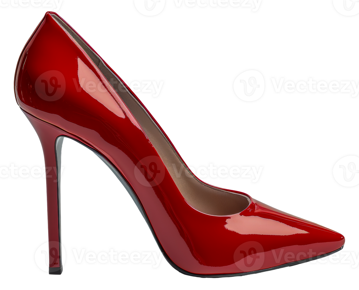 Elegant red high heel shoe, cut out - stock .. png