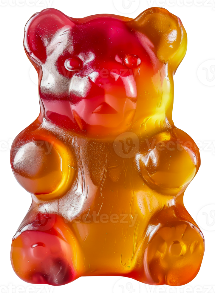 A bear made of gummy bears with a red and orange face - stock .. png