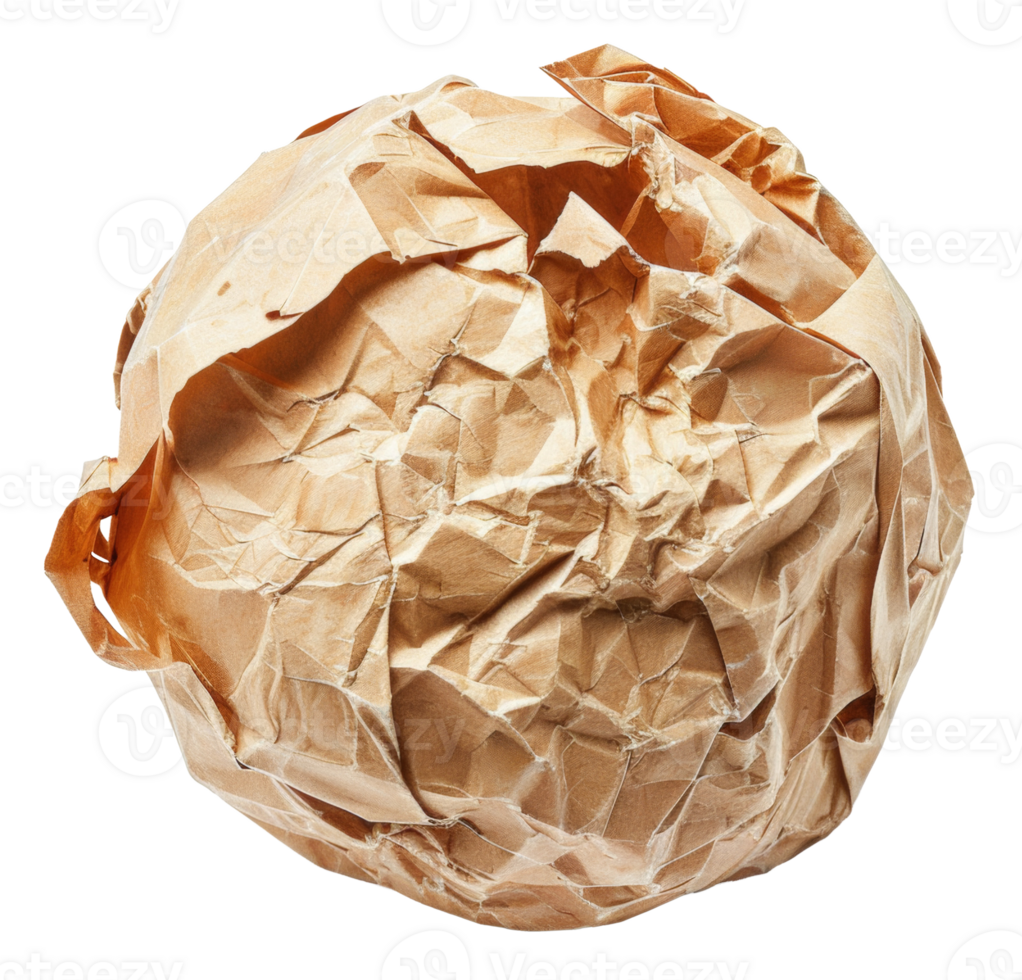 A crumpled piece of paper with a hole in the middle - stock .. png