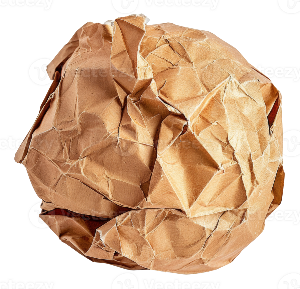 A crumpled piece of paper with a brownish color - stock .. png