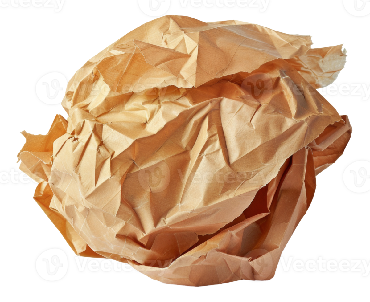 A crumpled piece of paper with a brown color - stock .. png