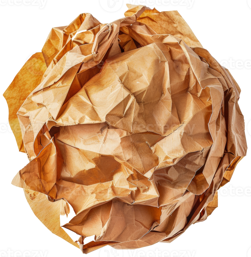 A crumpled piece of paper with a gold color - stock .. png
