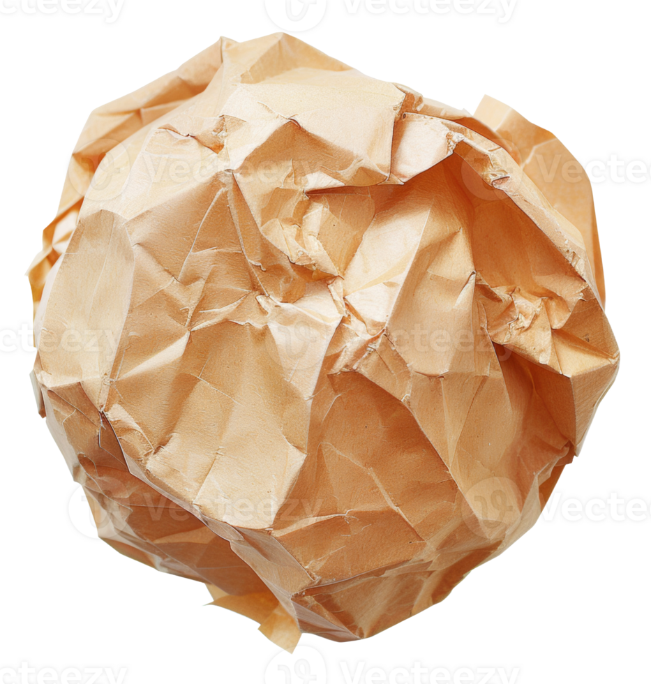 A crumpled piece of paper with a brownish color - stock .. png