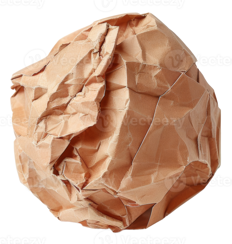 A crumpled piece of paper with a brownish color - stock .. png