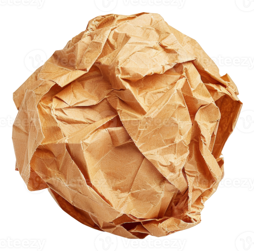 A crumpled piece of paper with a brown color - stock .. png