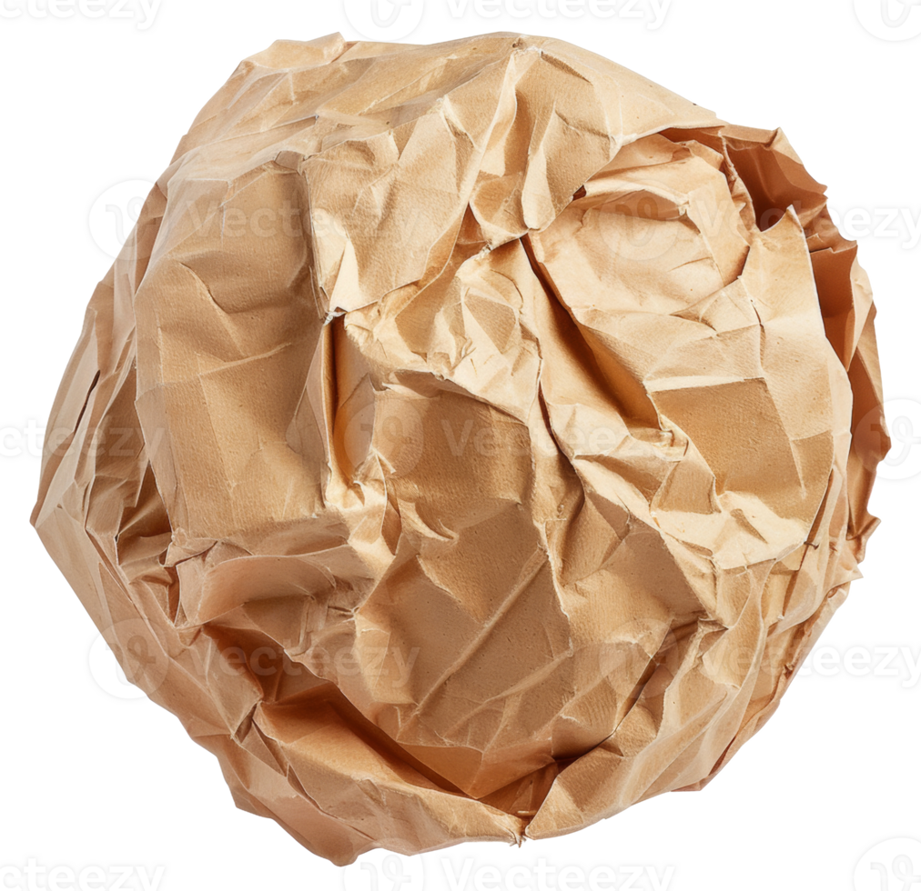 A crumpled piece of paper with a brown color - stock .. png