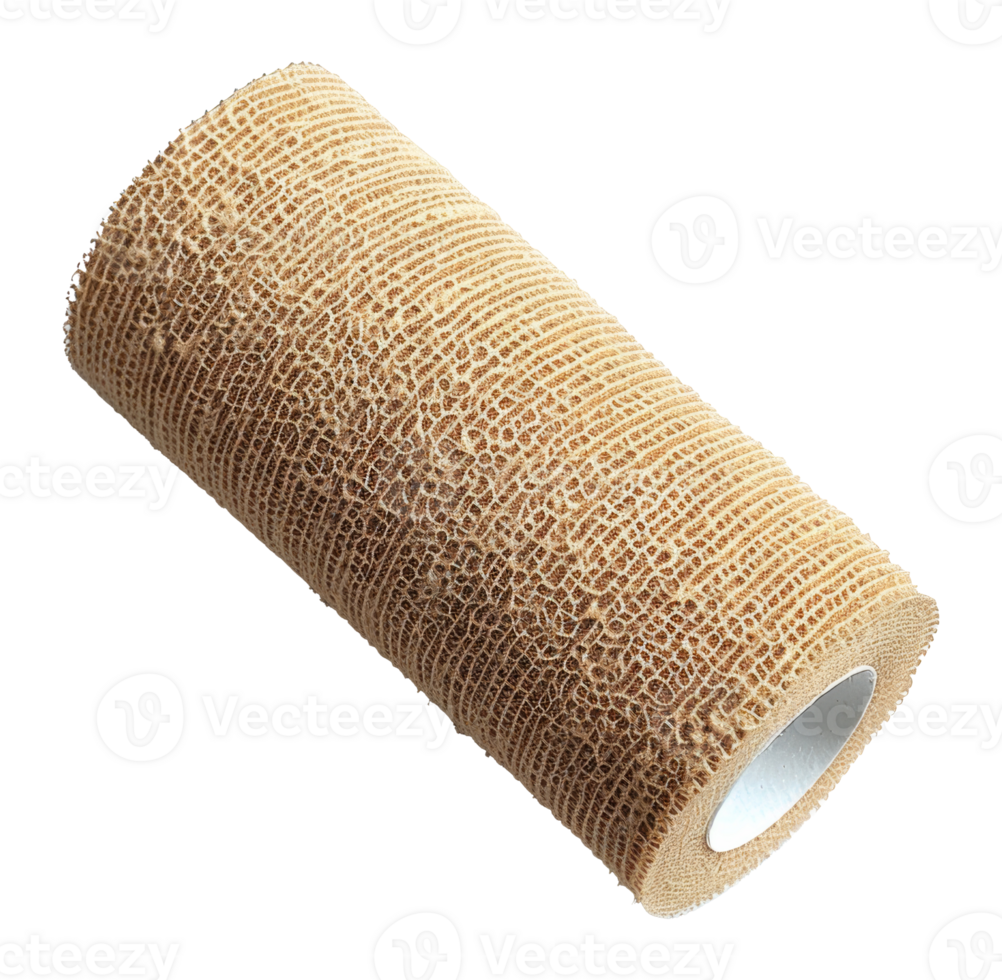 Tan textured elastic bandage roll, cut out - stock .. png