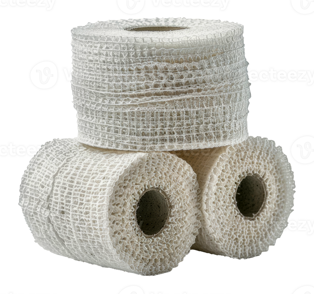 White textured bandage rolls, cut out - stock .. png