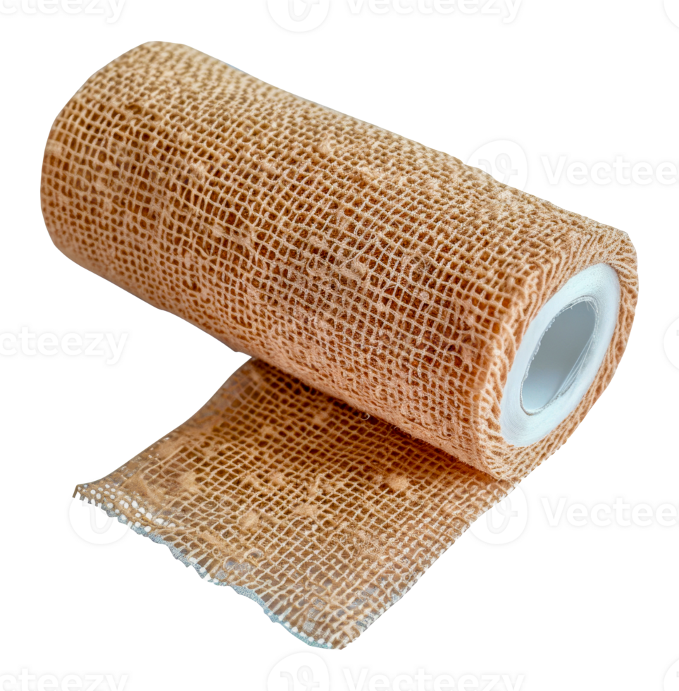 Tan textured elastic bandage roll, cut out - stock .. png