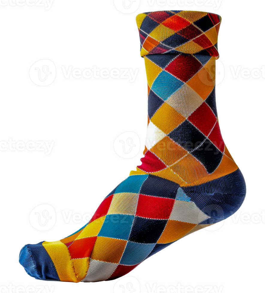 Single argyle pattern sock, cut out - stock .. png