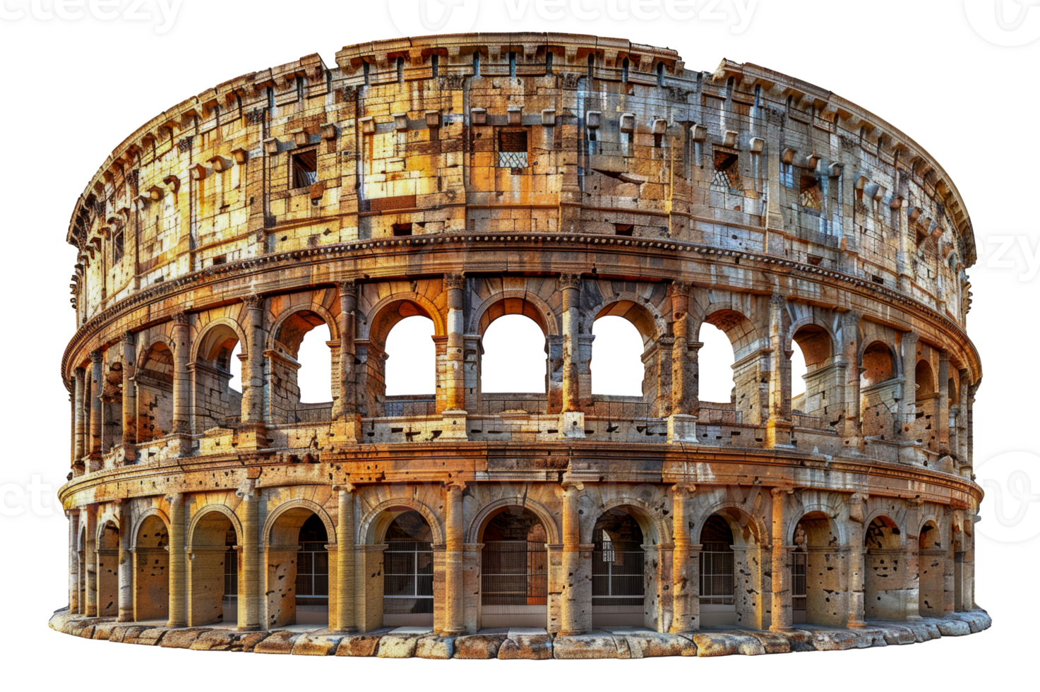 Iconic view of the Colosseum in Rome with detailed ancient architecture, cut out - stock .. png