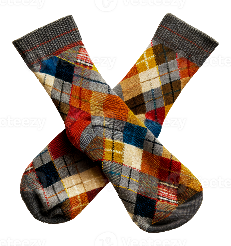 Colorful argyle socks, cut out - stock .. png