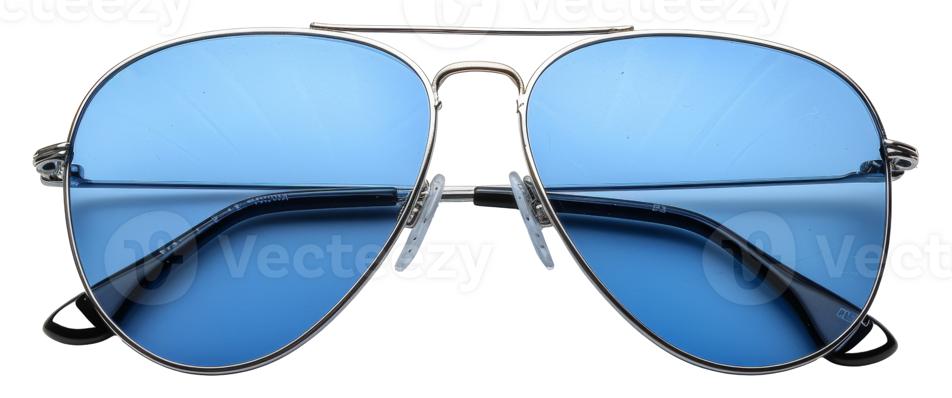 Classic aviator sunglasses with blue tinted lenses, cut out - stock .. png
