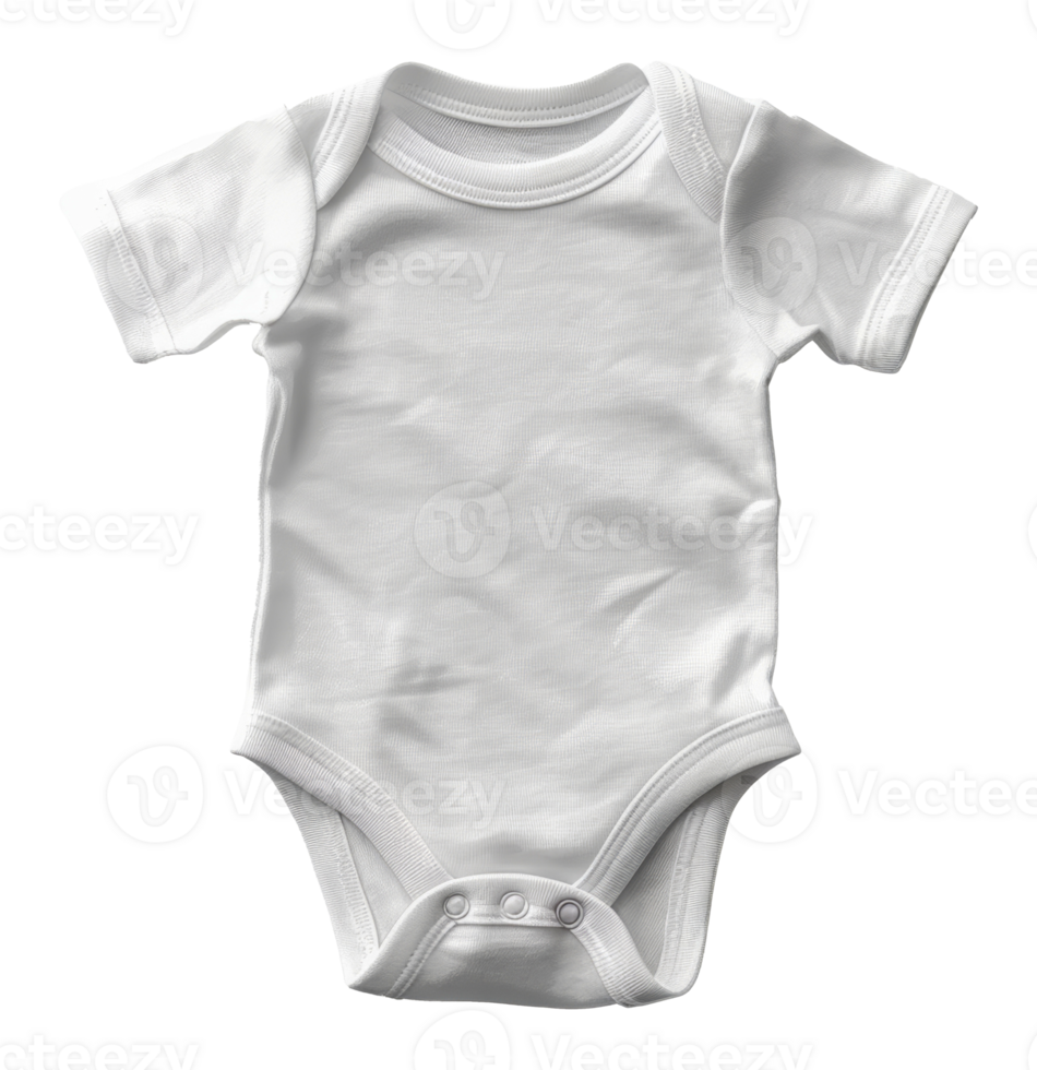 Simple white baby onesie for everyday comfort, cut out - stock .. png