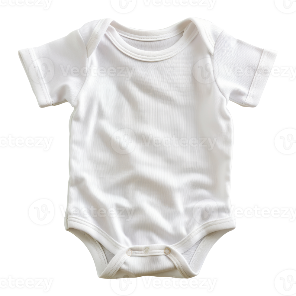 Simple white baby onesie for everyday comfort, cut out - stock .. png