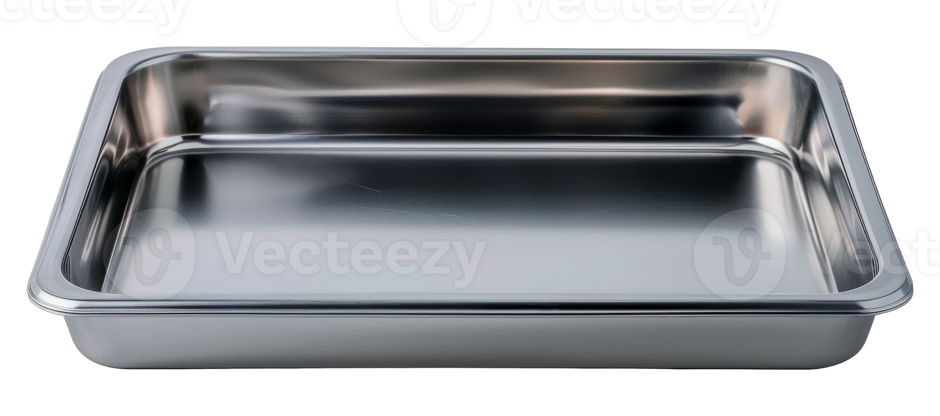 Shiny stainless steel rectangular baking tray, cut out - stock .. png