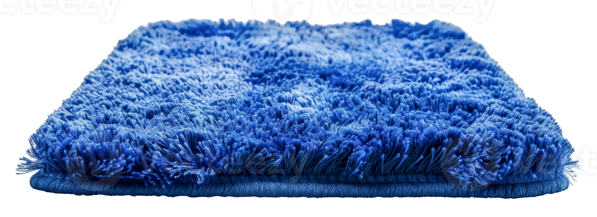 Deep blue shag rug texture flat lay view, cut out - stock .. png