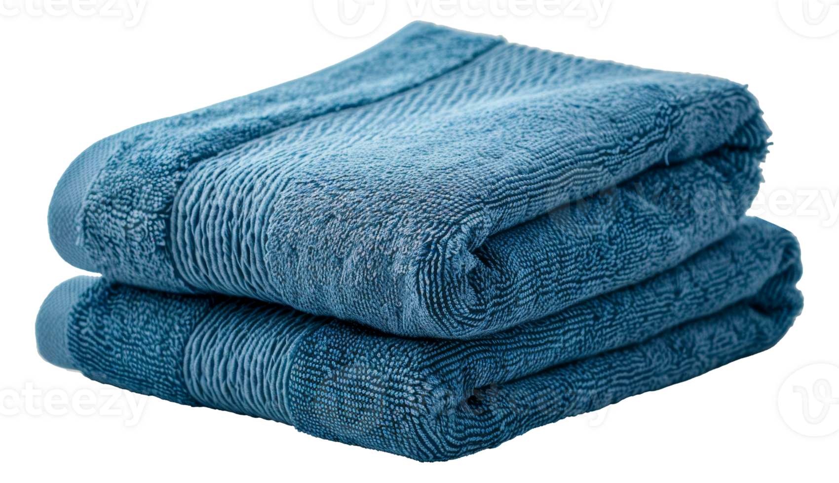 Stack of soft blue textured bath towels, cut out - stock .. png