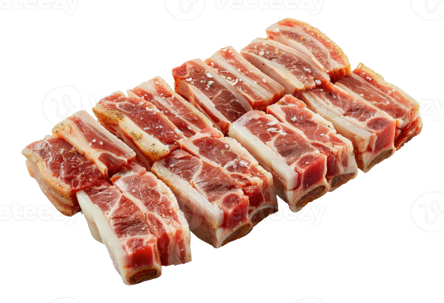 Freshly sliced raw pork belly ready for cooking, cut out - stock .. png