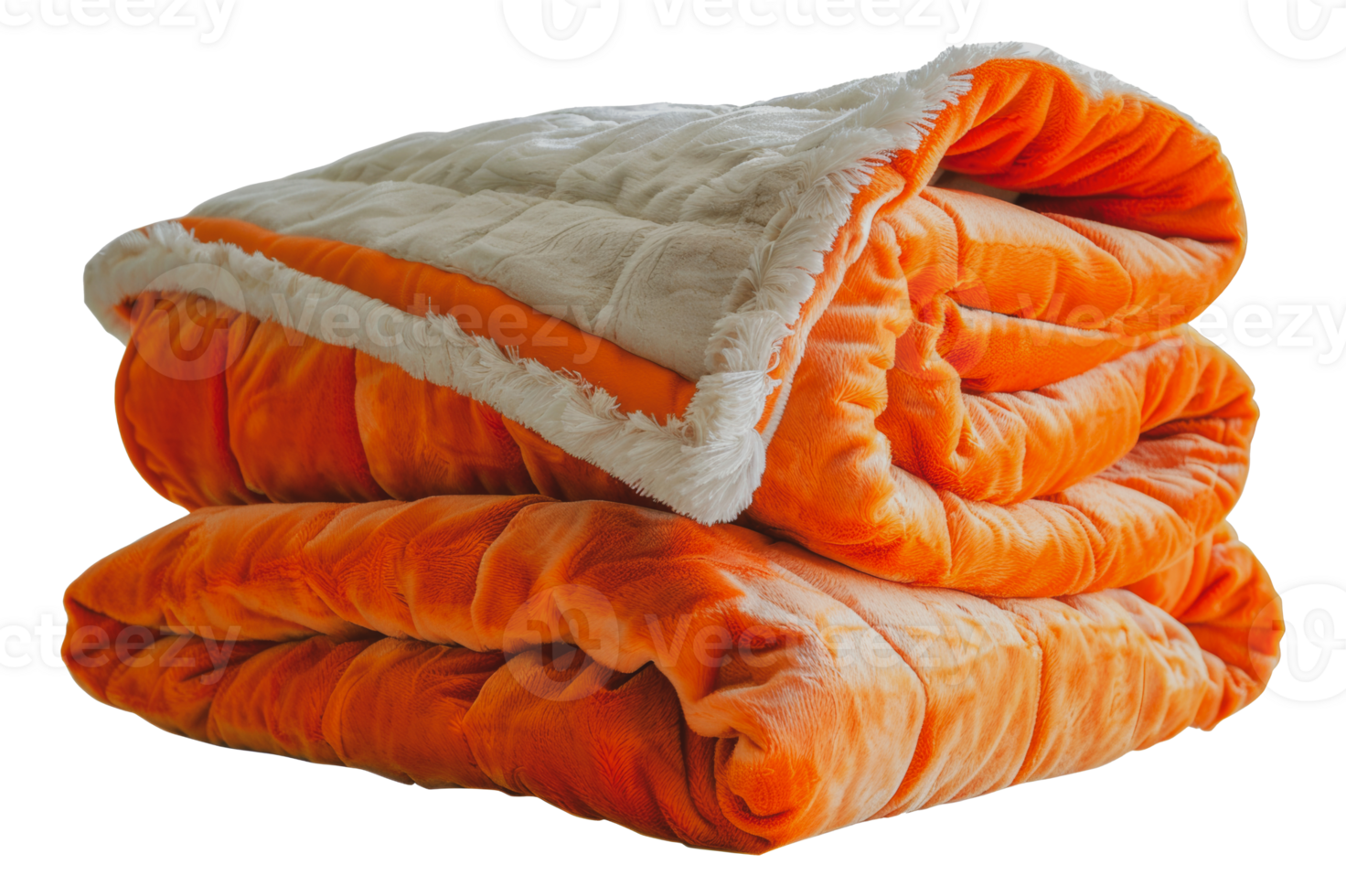 vibrerande orange och grädde lyx filt vikta, skära ut - stock .. png