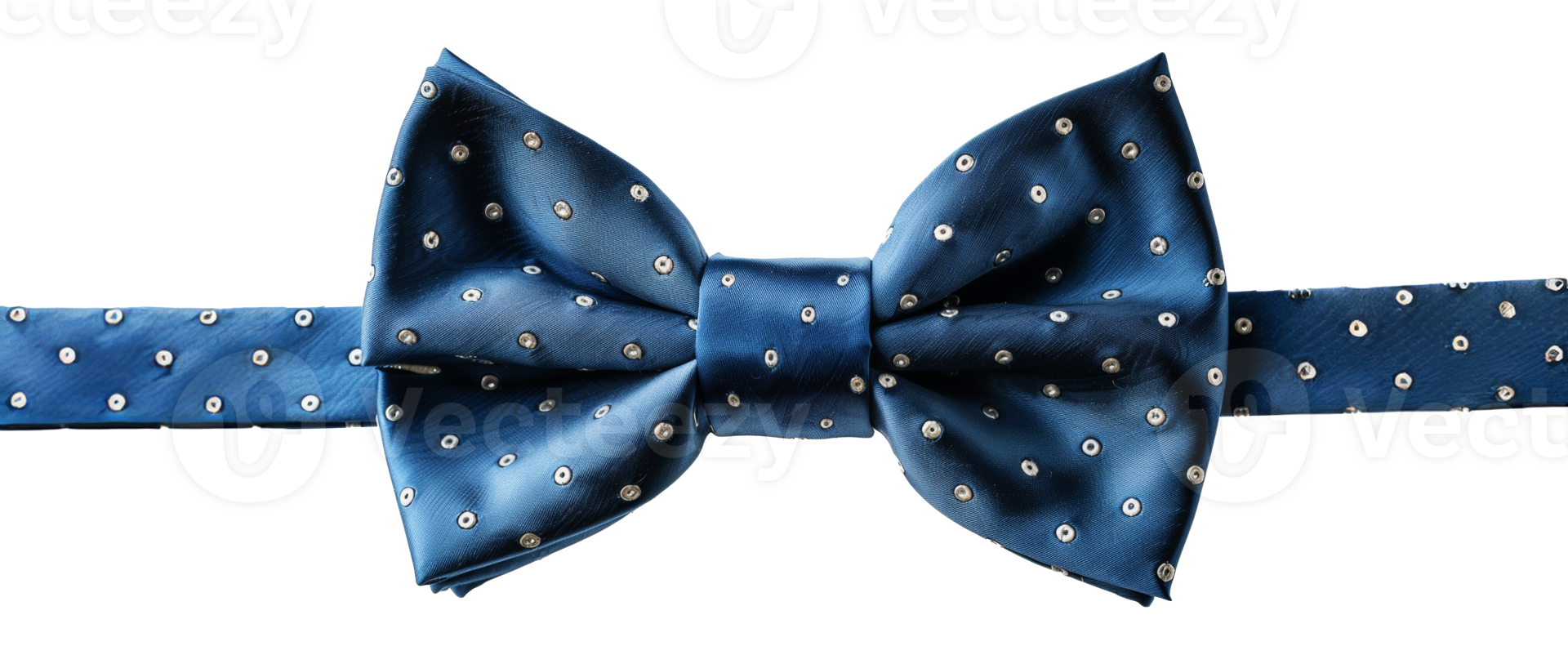 Blue bow tie with silver studs on a textured band, cut out - stock .. png