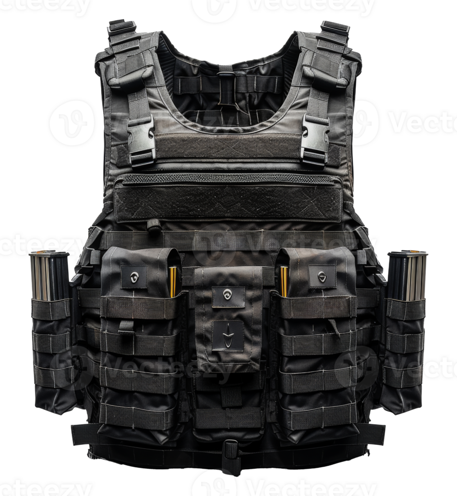 Black tactical bulletproof vest, cut out - stock .. png
